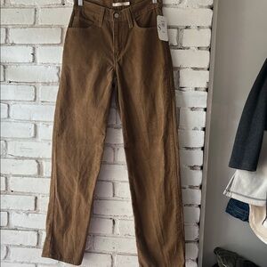 High-Rise Straight Leg Brown Corduroy Pants red tab Levi